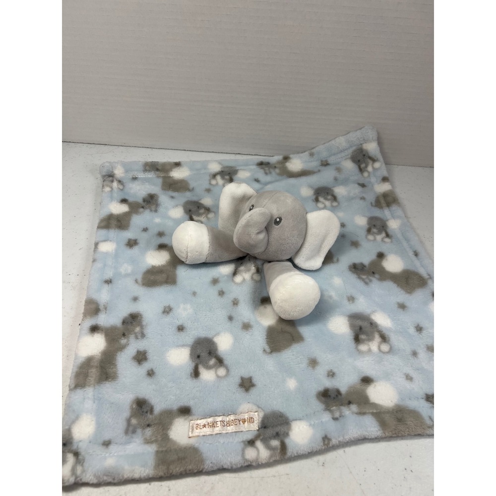 Blankets & Beyond Blue Elephant Star Plush Security Blanket Lovey Baby Toy 3280
